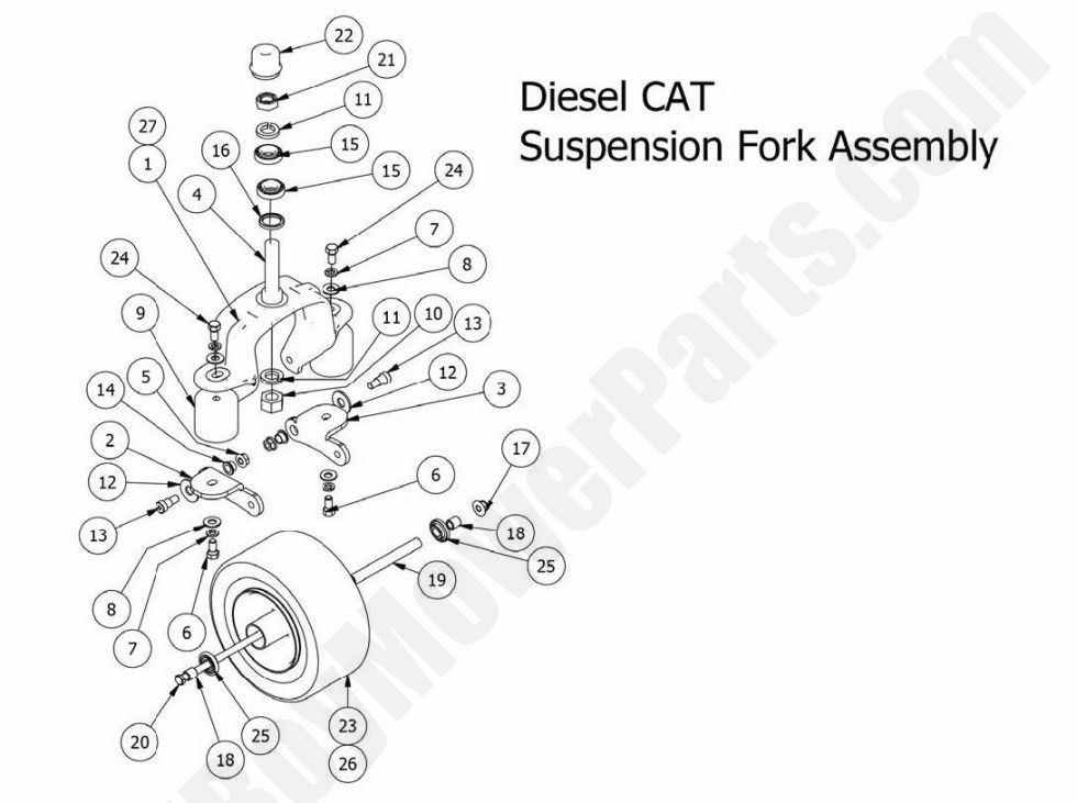 1156 - Bad Boy Mower Parts Lookup > 2015 > Compact Diesel > Suspension Fork Assembly